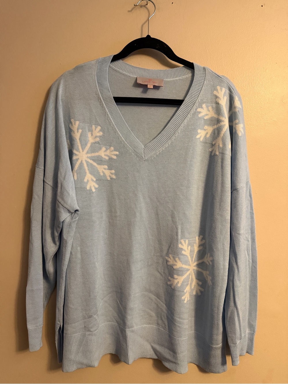 Laurie Felt Pale Blue Knit Sweater with White Label Detail